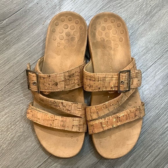 Vionic Skylar Adjustable Slide Faux Cork Adjustable Sandals size 9 - Picture 1 of 10